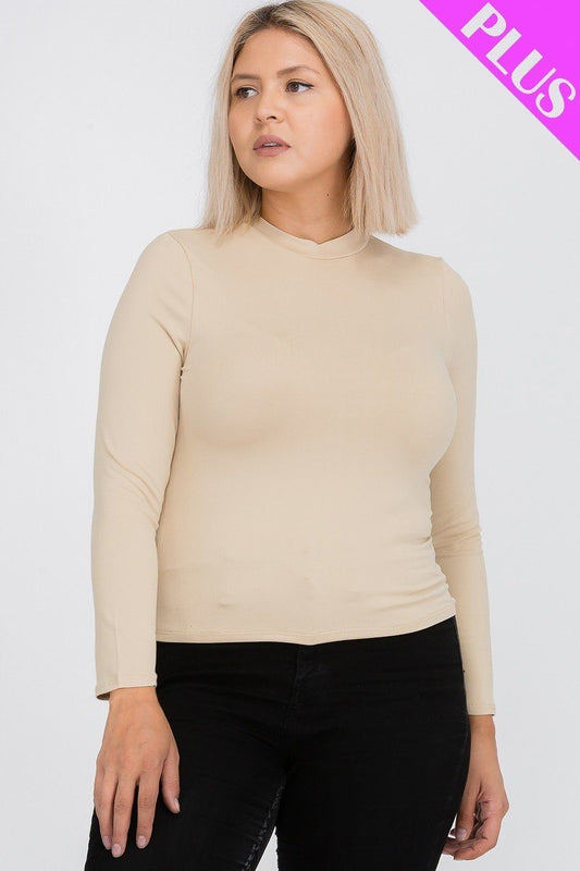 Plus Size Mock Neck Solid Top