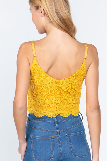 Crochet Lace Cami Woven Top