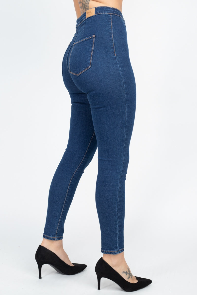 High Waist Zippered Denim