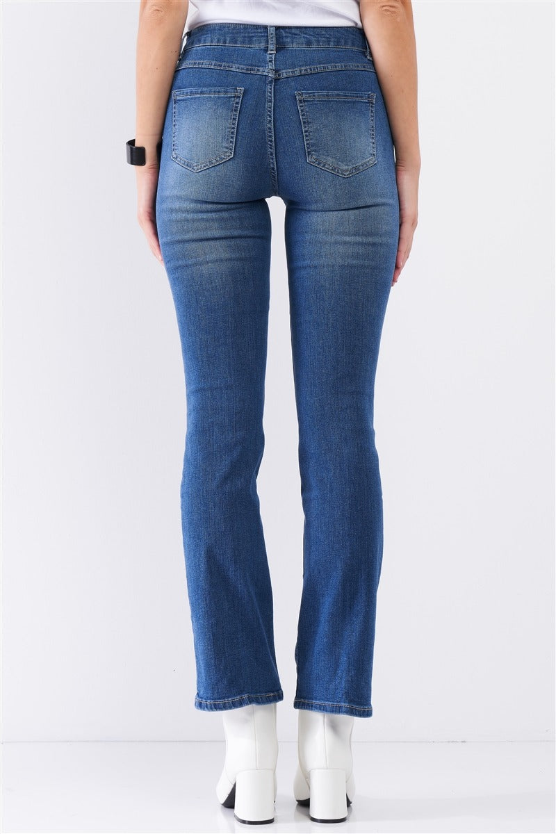 Medium Blue Denim High Waisted Skinny Boot Jeans