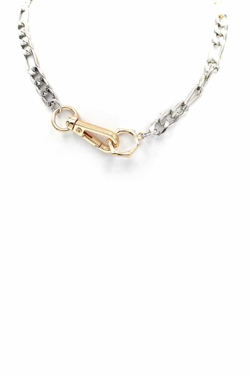 Metal Chain Two Tone Necklace