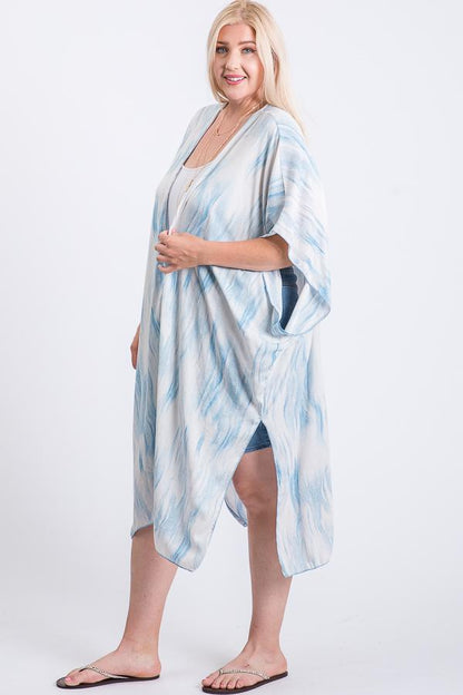 Zebra Print Short Sleeve Maxi Kimono