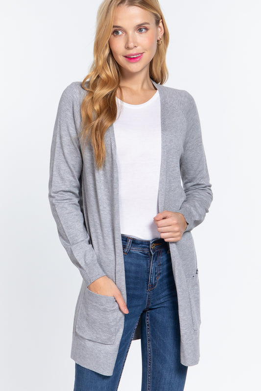 Raglan Slv Open Sweater Cardigan