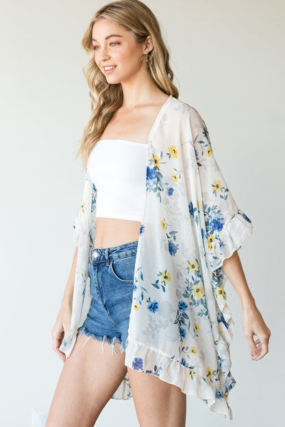 Ruffle Trim Lightweight Kimono