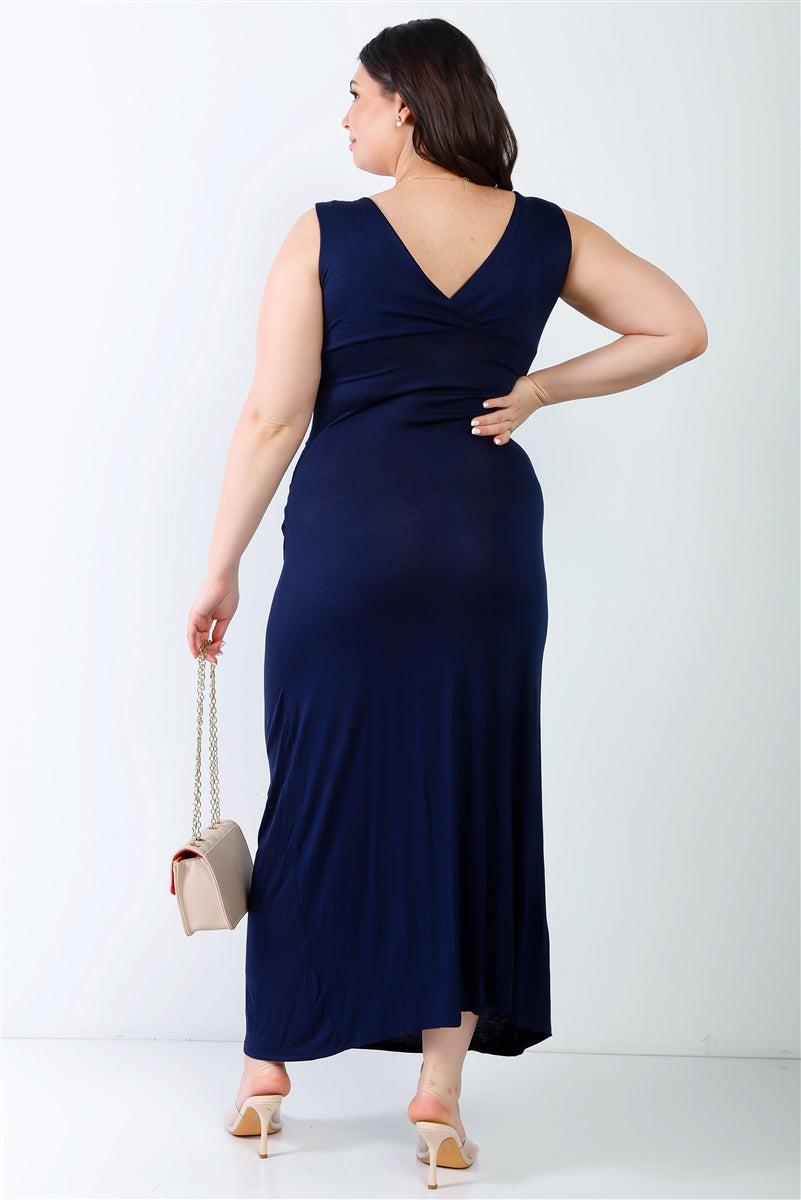 Plus V-neck Sleeveless Maxi Dress