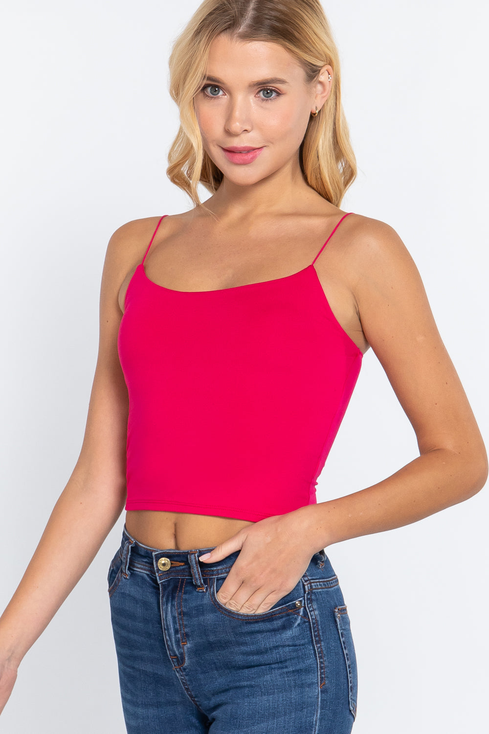 Elastic Strap Two Ply Dty Brushed Knit Cami Top