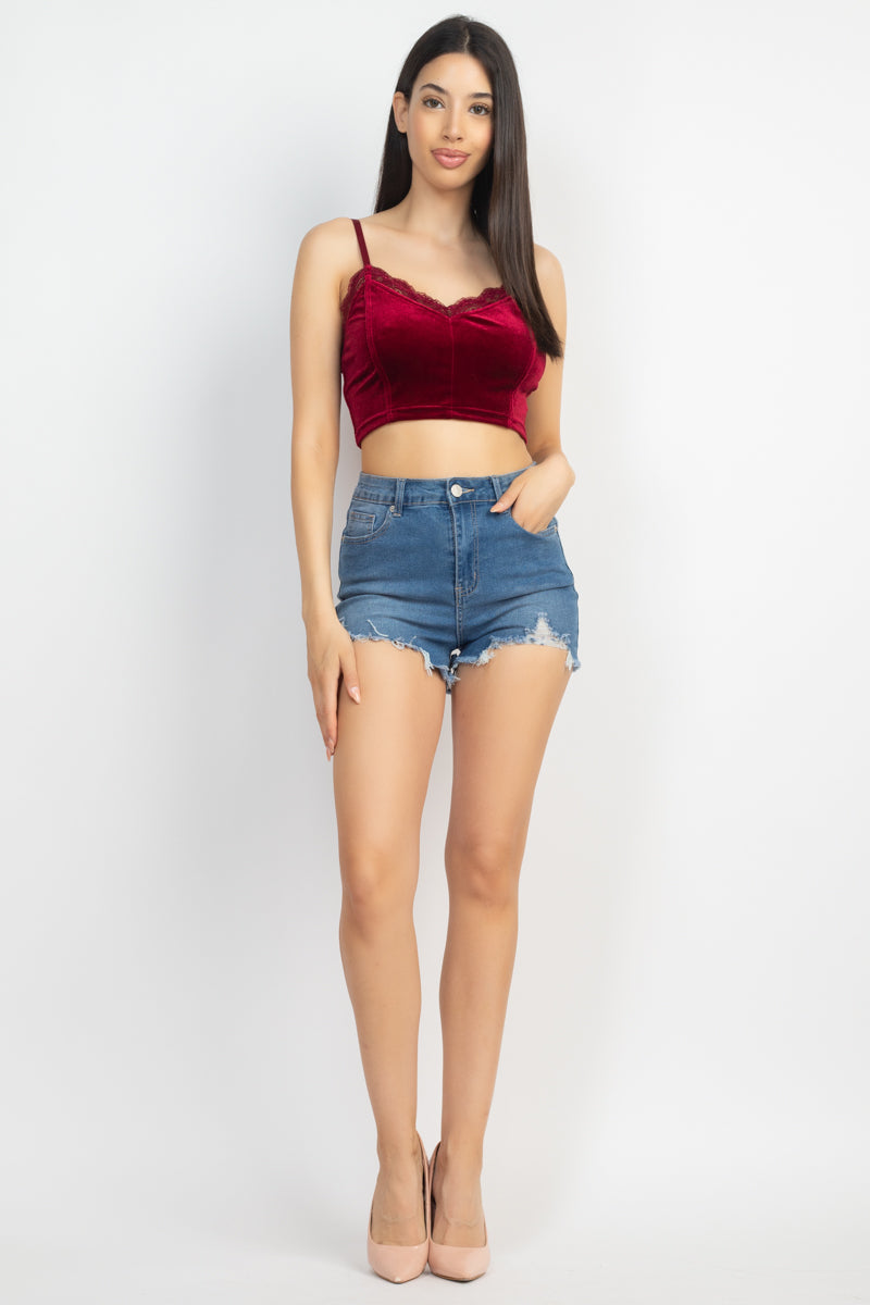 Sleeveless Corset Velvet Crop Top